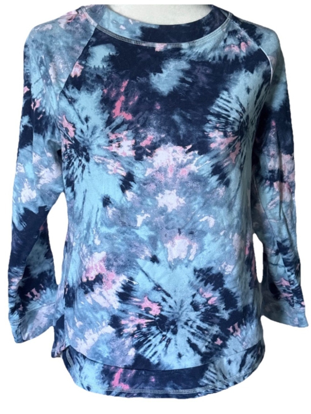 T by Talbots Tie Dye Pullover Sweatshirt MP Blue Pink Athleisure Loungewear Cozy
